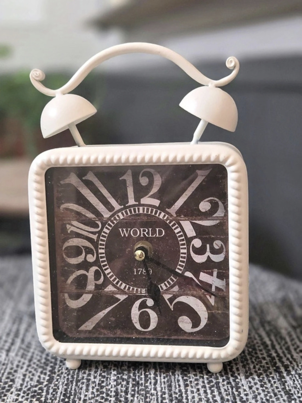 Vintage Decorative Alarm Clock in Cream & Brown